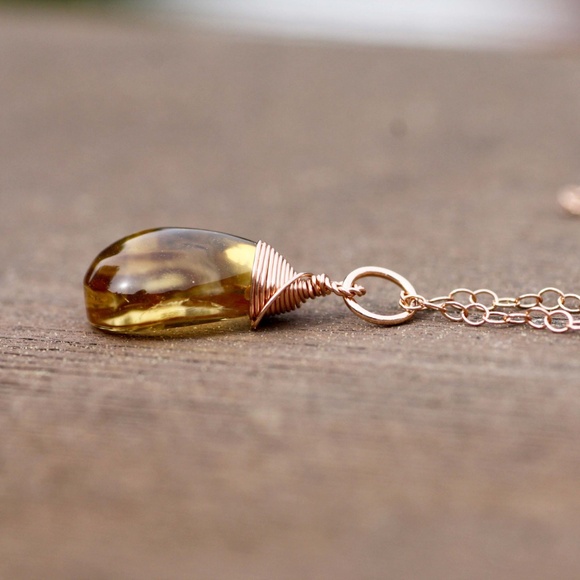 New Natural Citrine Pendant 14K Rose Gold Filled , November Birthstone - Picture 5 of 8